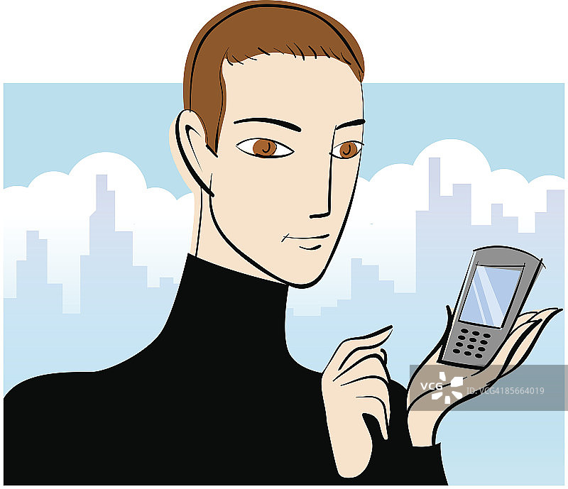 男人使用掌上电脑图片素材