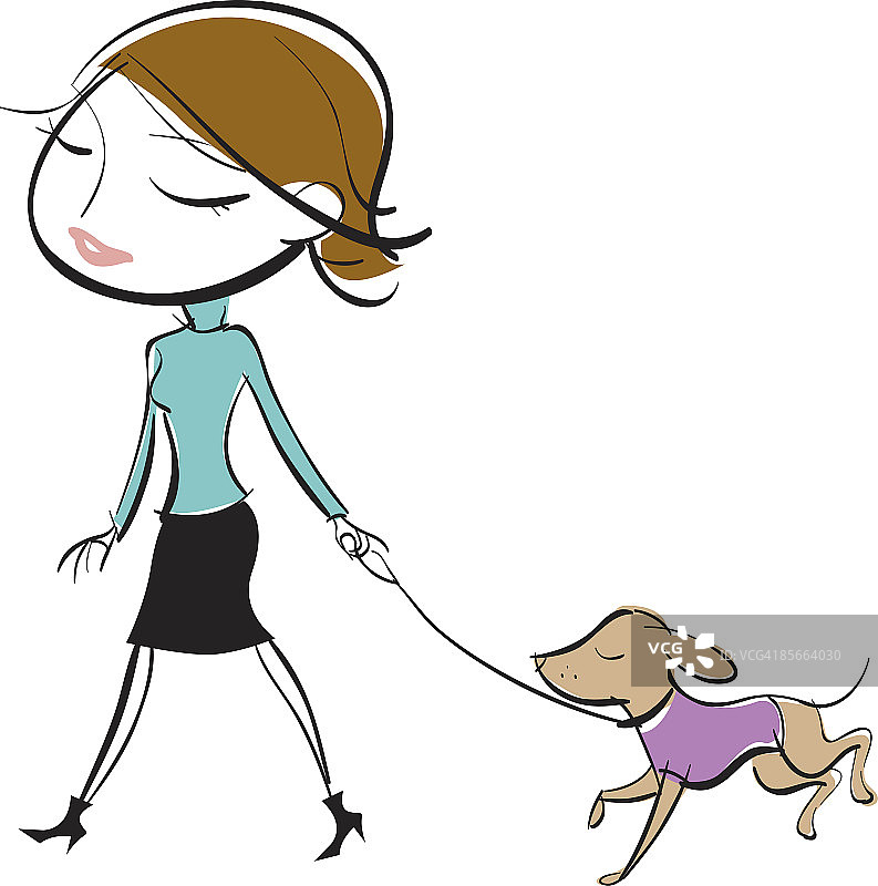 遛狗的女人图片素材