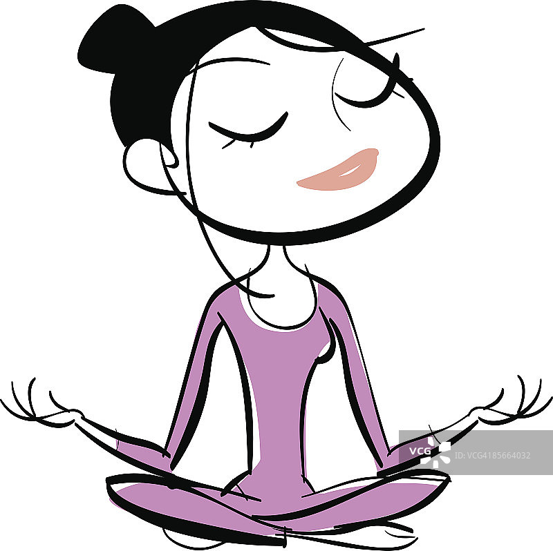 女人盘腿而坐，冥想图片素材