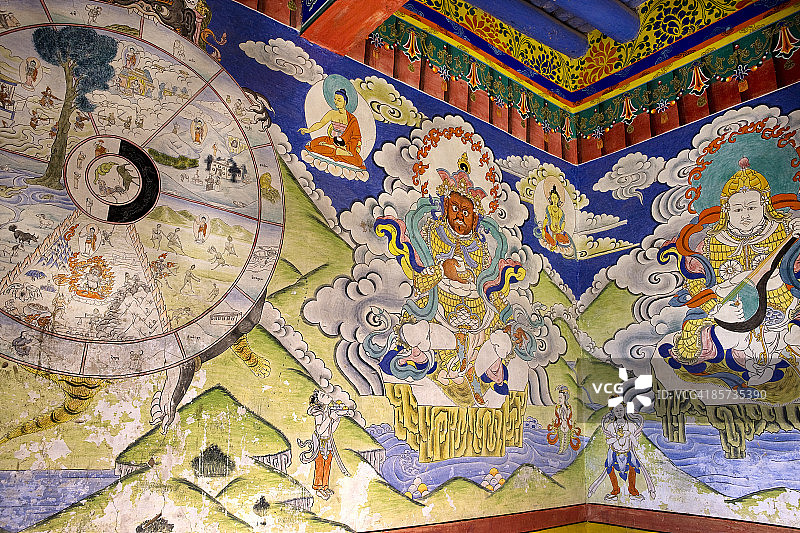 赫米斯寺大门墙绘图片素材