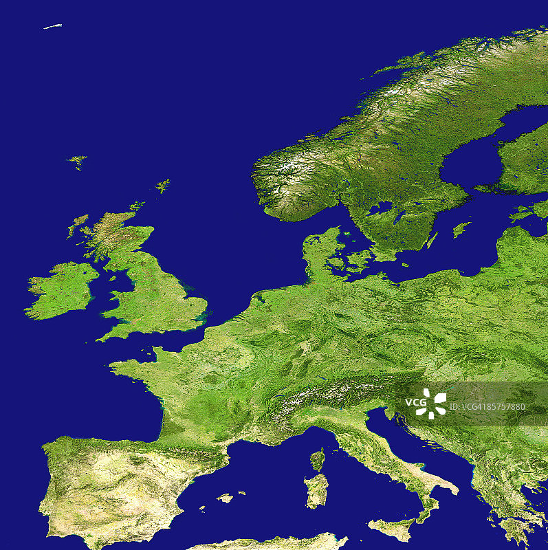 使用MODIS传感器获取的欧洲自然地理图像图片素材