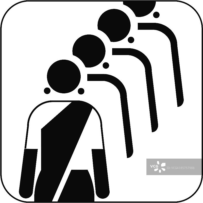 白色背景上的女性队列标志图片素材