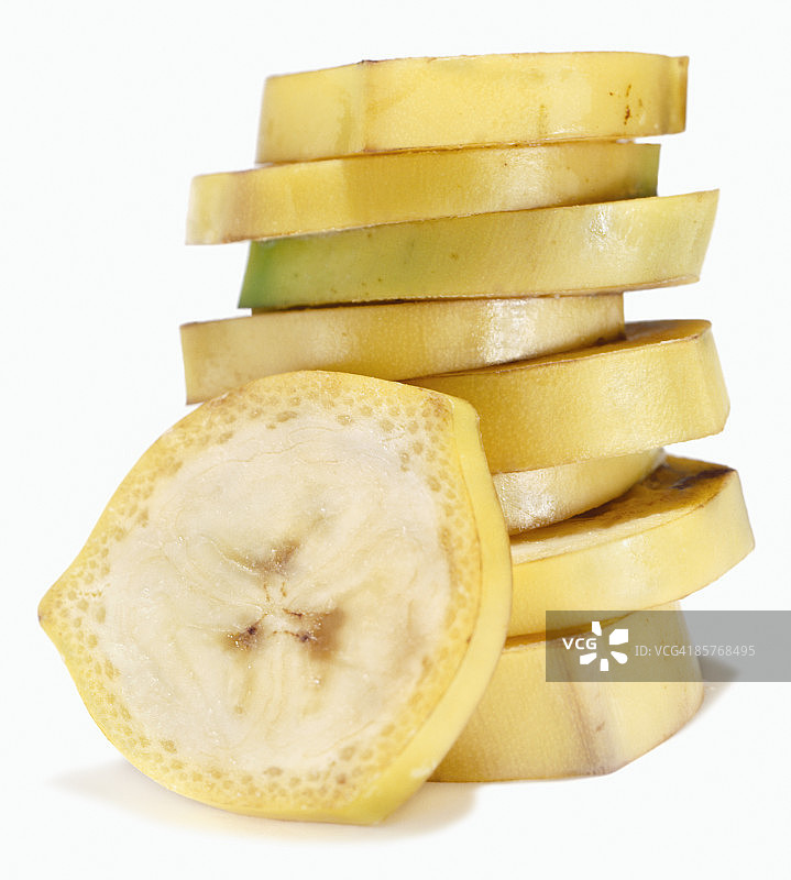 带皮的香蕉片堆叠起来方便食用图片素材