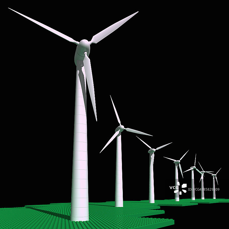 玩具积木板上的风力发电场图片素材