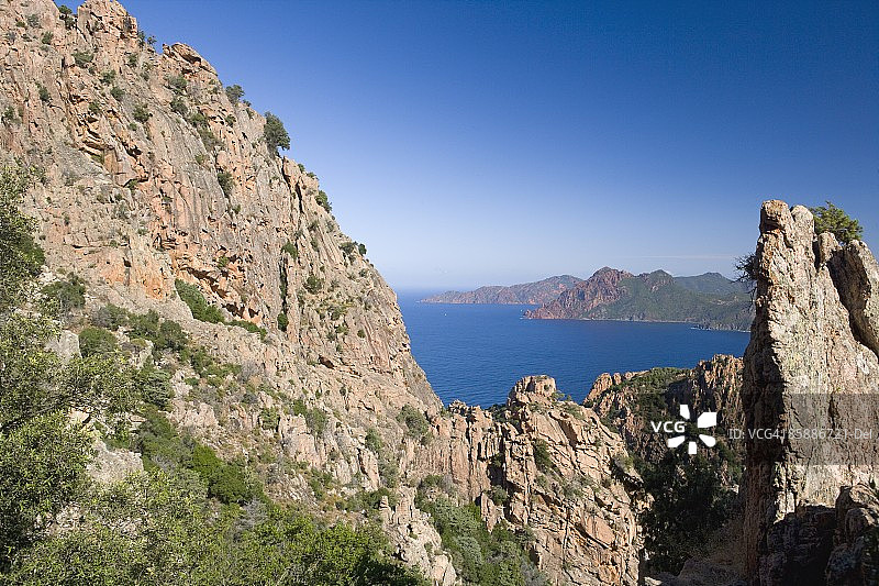 法国科西嘉岛波尔图海湾西海岸的莱斯卡兰奇图片素材