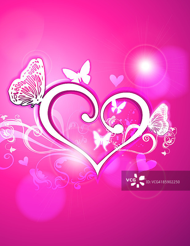 心形和蝴蝶图片素材