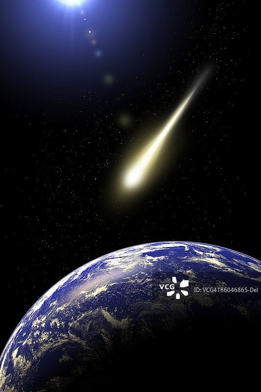 彗星飞过地球图片素材