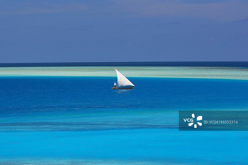 马尔代夫马累环礁的传统多尼船图片素材