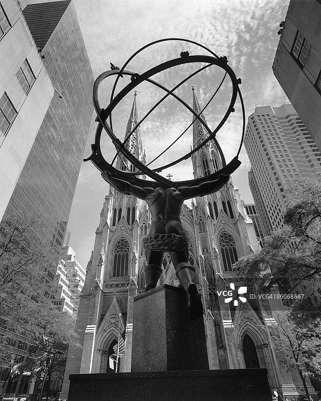 纽约市阿特拉斯雕像背面图片素材