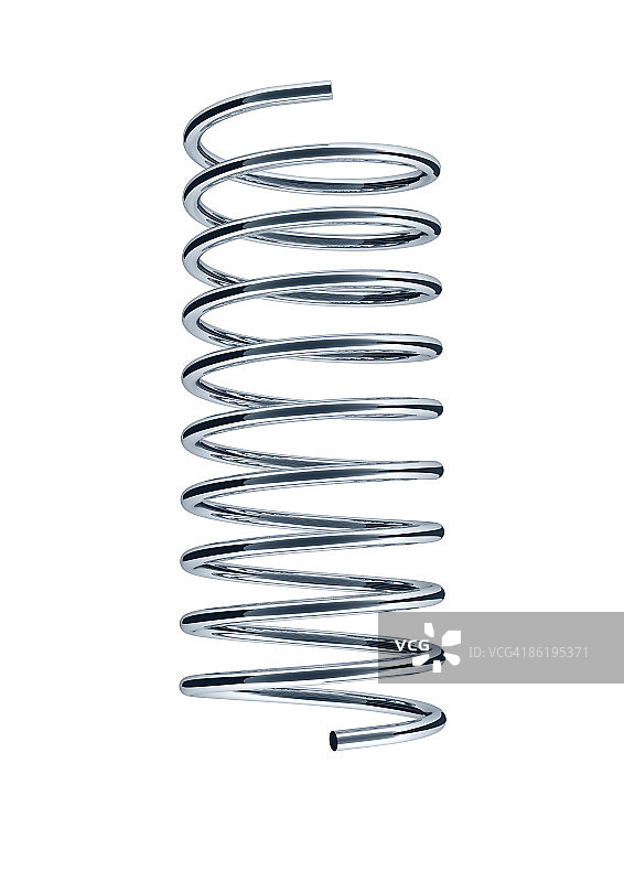 白色背景上的钢制弹簧图片素材