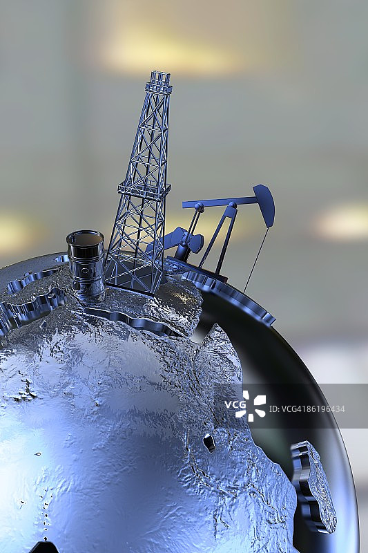 地球上的油桶和泵图片素材