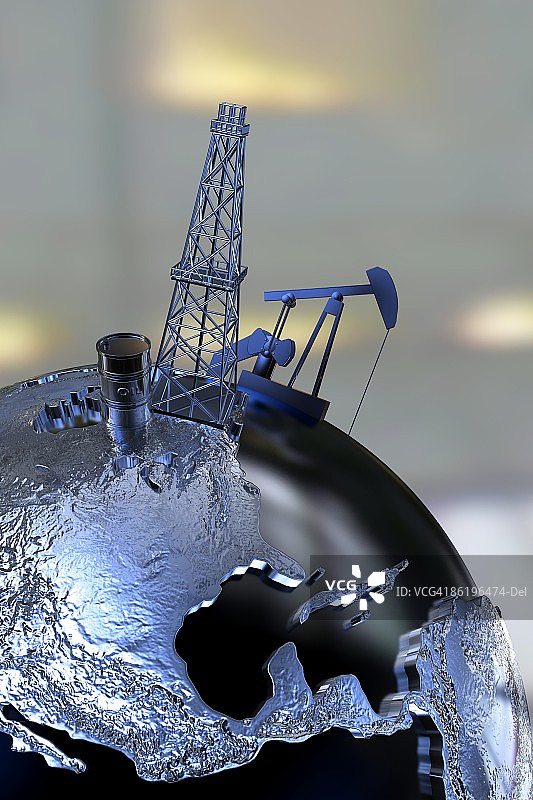 地球上的油桶和泵图片素材