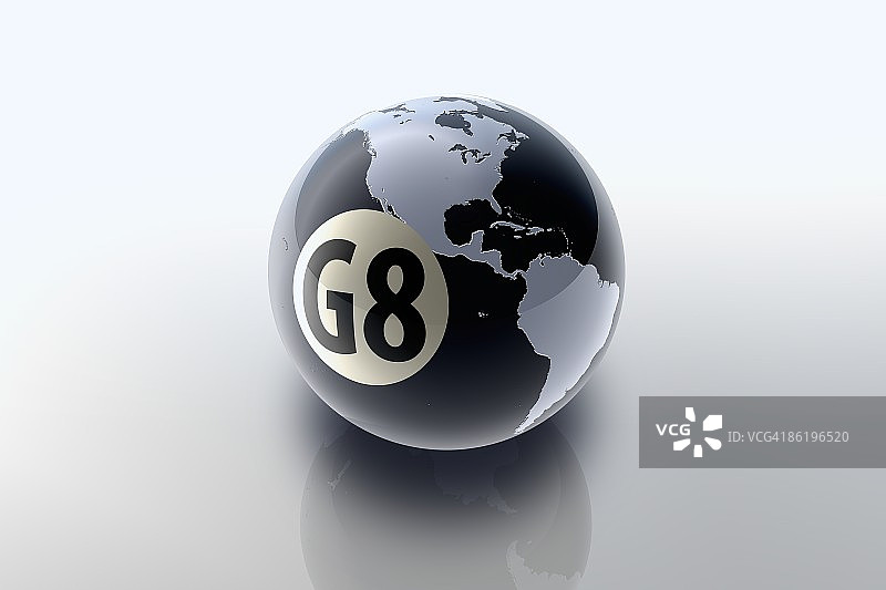 带有G8数字的台球，形似地球图片素材