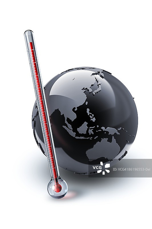 地球仪旁的医用体温计图片素材