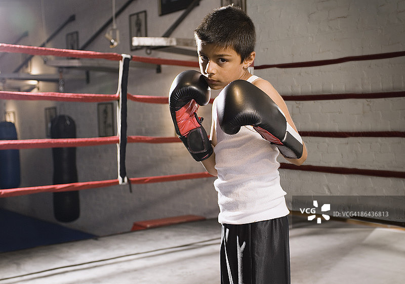 拳击场上的年轻拳击手图片素材