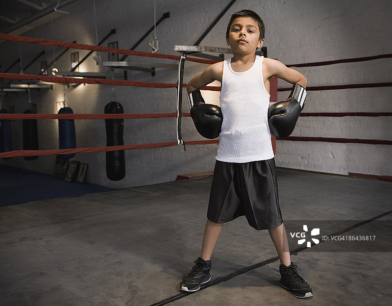 拳击场上的年轻拳击手图片素材