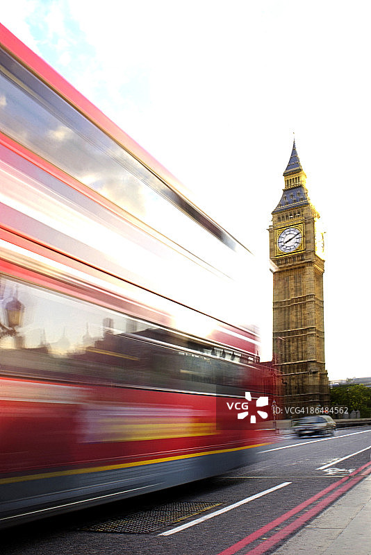 英国伦敦的双层巴士和大本钟图片素材