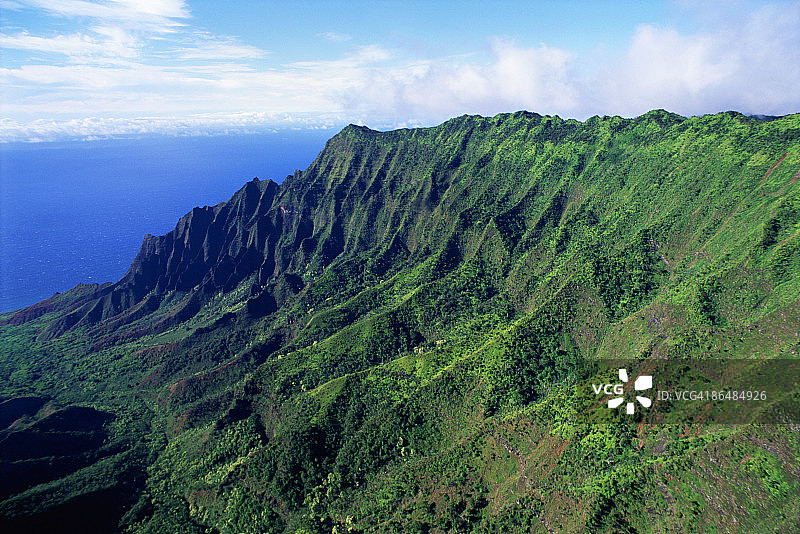 夏威夷考艾岛山景航拍图片素材