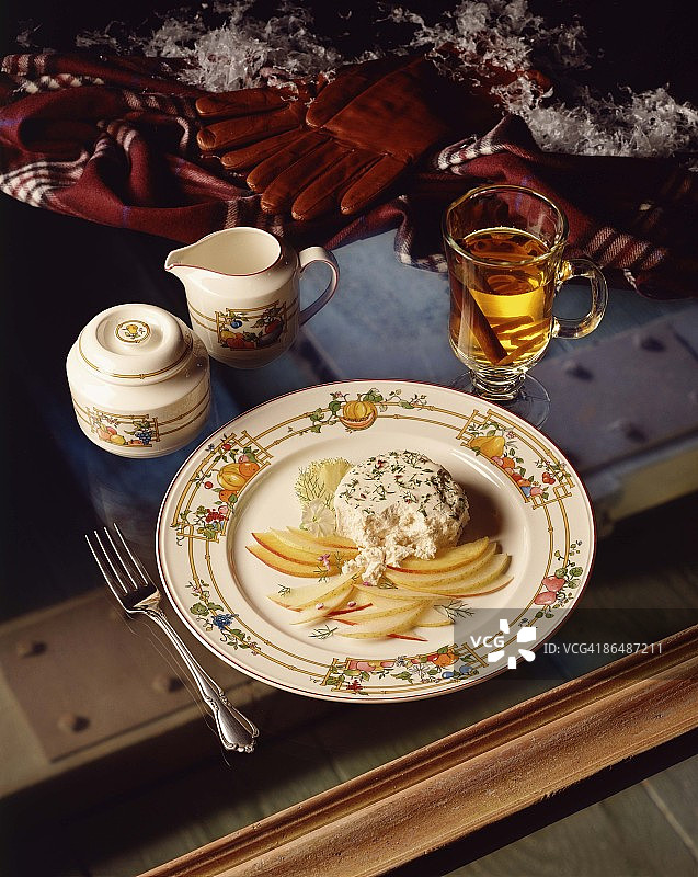 香草奶酪和桃子图片素材