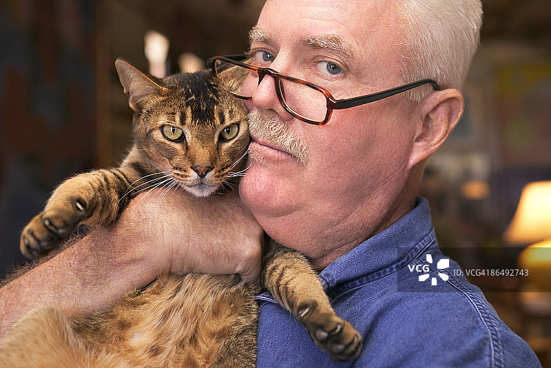 男人与猫图片素材