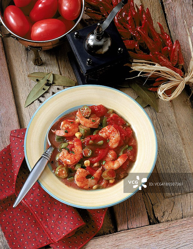 什锦秋葵虾汤图片素材