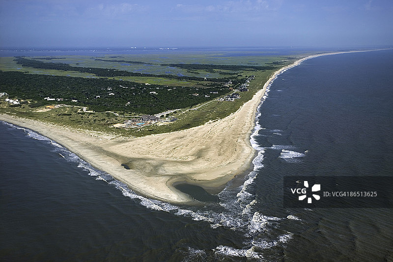 北卡罗来纳州光头岛海岸线航拍图片素材
