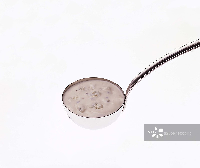 勺子里的蓝纹奶酪沙拉酱图片素材