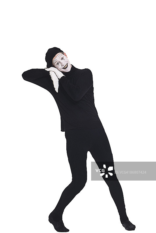 倾斜和微笑的哑剧演员图片素材