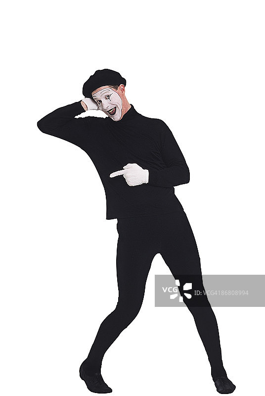 指着某处的哑剧演员图片素材
