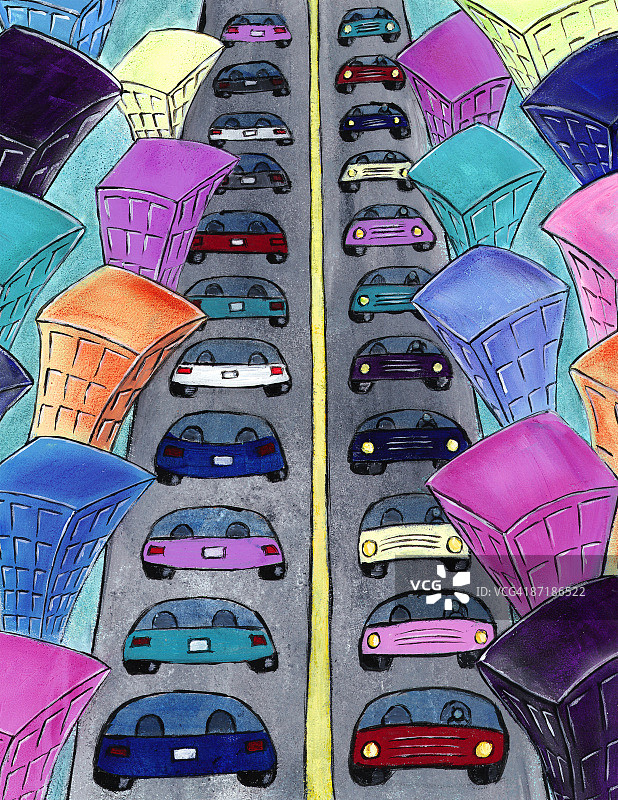 城市交通拥堵插画图片素材