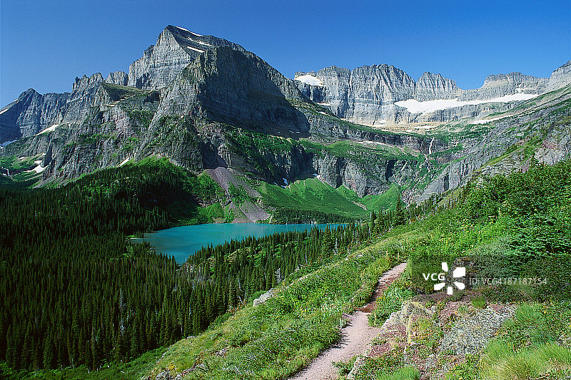格林内尔湖冰川景观图片素材