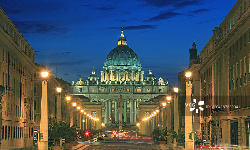 圣彼得大教堂黄昏图片素材