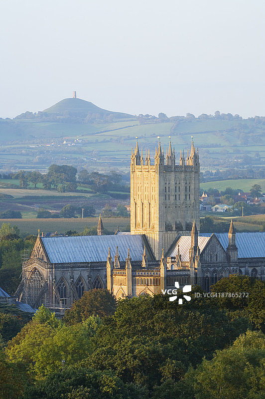 威尔斯大教堂和格拉斯顿伯里山图片素材