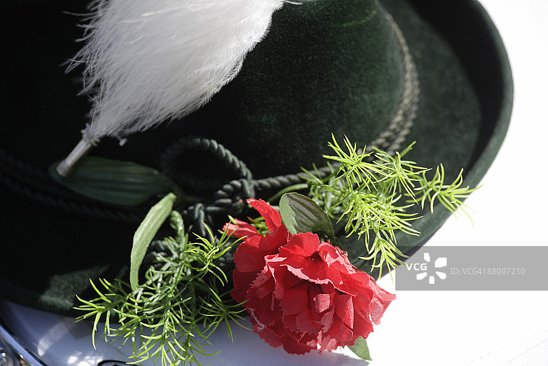 德国巴伐利亚彭茨贝格：传统帽子特写图片素材