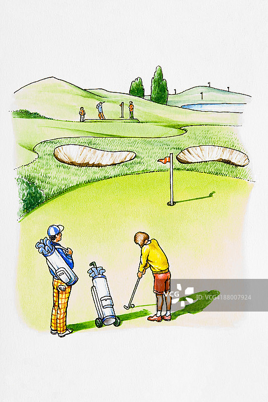 高尔夫球场上的高尔夫球手图片素材