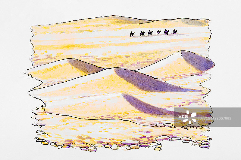 沙漠骆驼商队背景图片素材