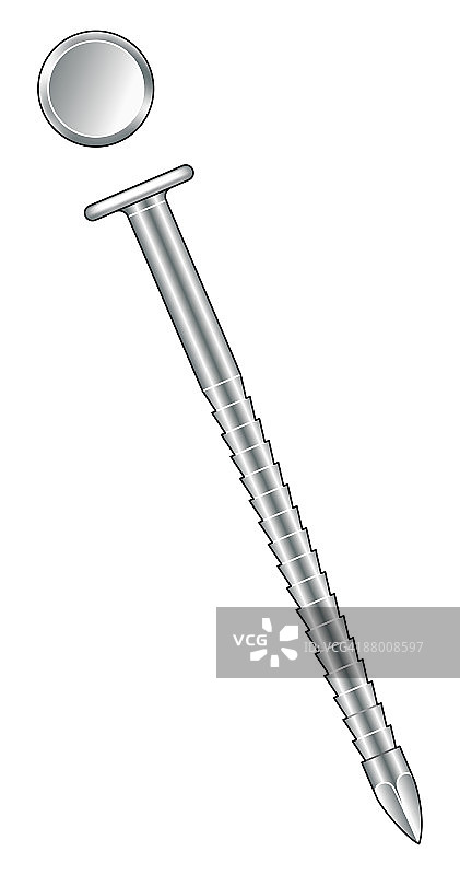 带齿柄和圆头的环形钉插画图片素材