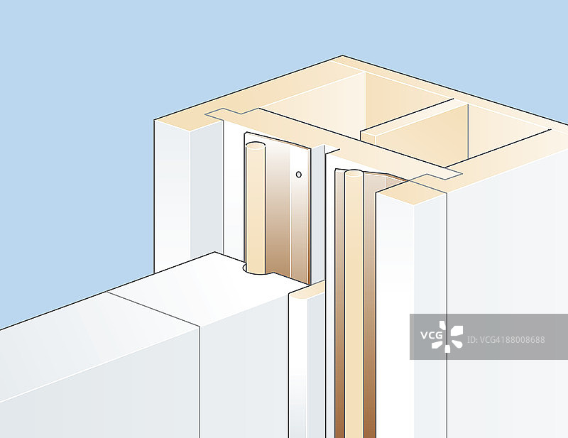 防风条安装在窗户滑槽数字插画图片素材