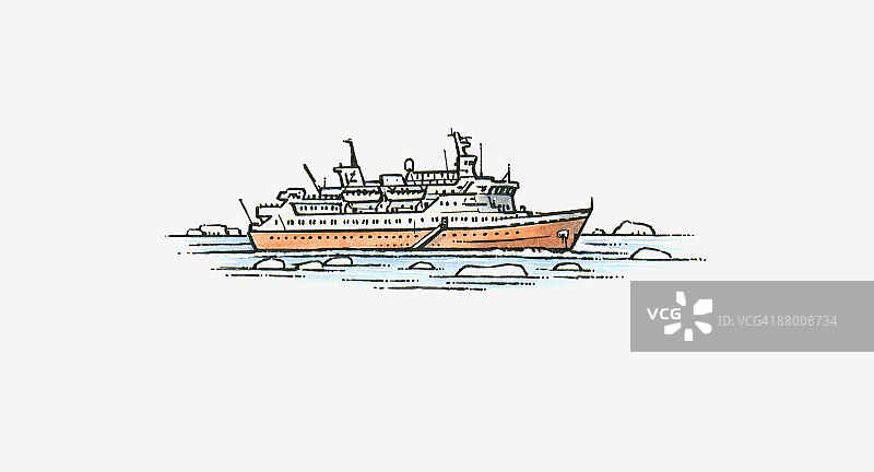 北冰洋游轮插画图片素材