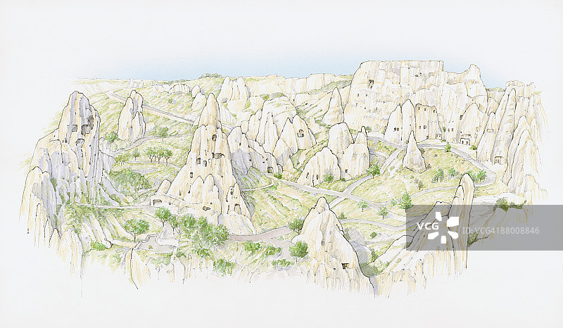 格雷梅国家公园的仙女烟囱岩层插图图片素材