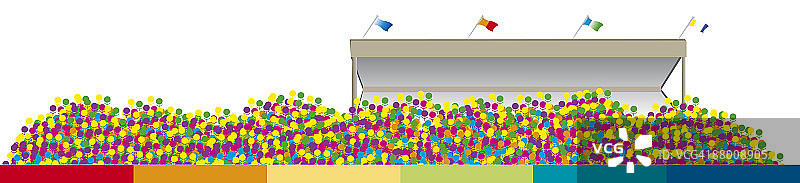 赛车比赛中看台前观众的数字插画图片素材