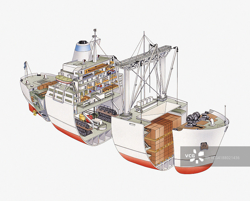 货船横截面图图片素材