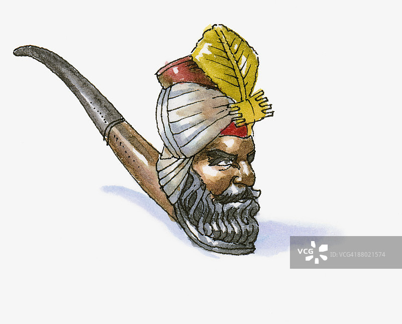 安卡拉地区苏丹头像烟斗手工艺品插画图片素材