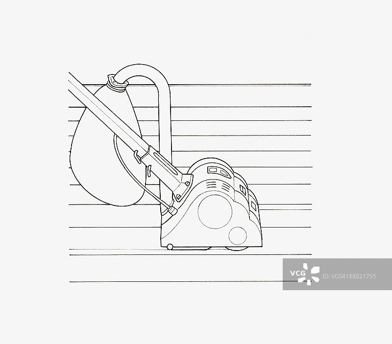 带集尘袋的滚筒式砂光机黑白插画图片素材