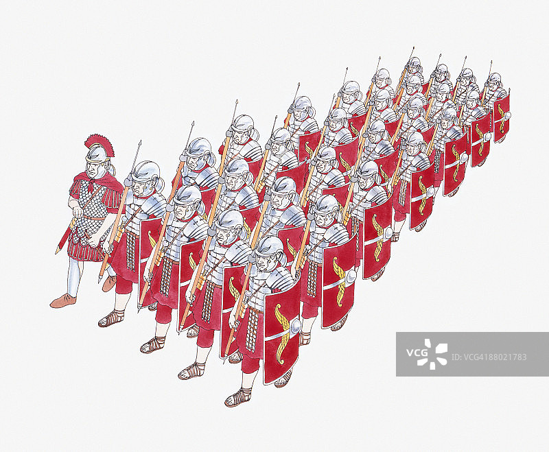 手持盾牌和标枪的罗马军团插画图片素材