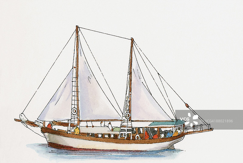 海上帆船插画图片素材