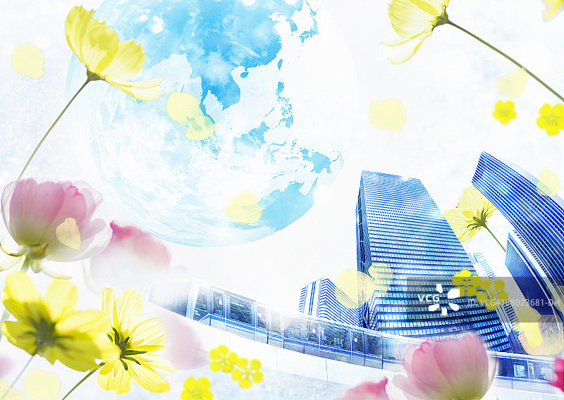 高楼和鲜花图片素材