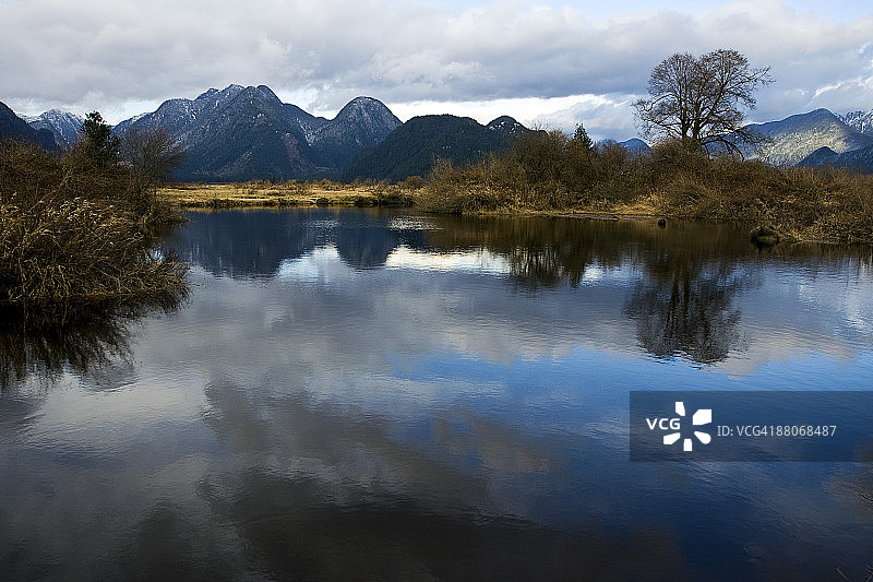 群山环绕的湖泊图片素材