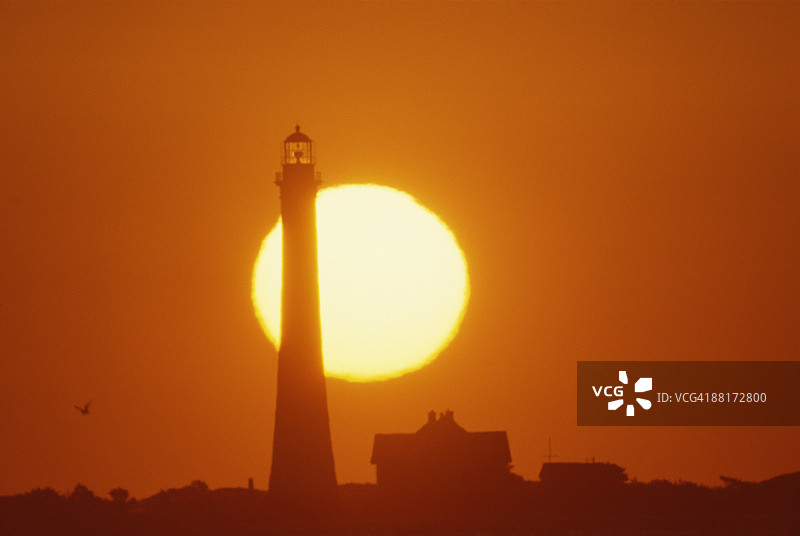 灯塔在日落时分图片素材