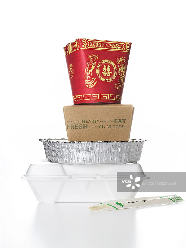 堆叠的外卖食品图片素材
